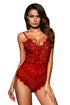 Sexy Red Lined Lace Bodysuit